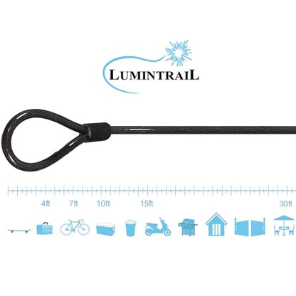 Lumintrail 10mm Heavy-Duty Security Cable, Vinyl Coated Braided Steel with Sealed Looped Ends (4', 7', 10', 15', or 30') (4-FT) - size: 4-FT