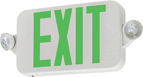 Lithonia Lighting Basics LED Exit Sign/Emergency Light Combo, Red/Green Switchable Exit Sign and Emergency Lights for Business, 2-Head Fixture, Round Lights, Remote Capacity, White (ECRG HO RD M6) - color: Switchable, size: 16.46" | Sign & Round Light Com