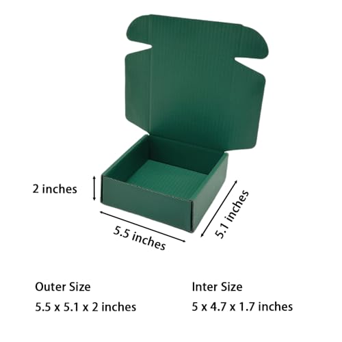 50 Pack 5.5x5.1x2 in Hunter Green Shipping Boxes - color: Hunter Green, size: 5.5x5.1x2 in
