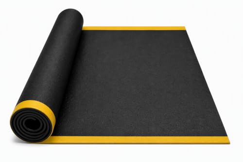Guardian 24040601BY Soft Step Anti-Fatigue Floor Mat, Vinyl, 4'x 6', Black with Yellow Stripe - color: Black and Yellow, size: 72"L x 48"W x 0.4"Th