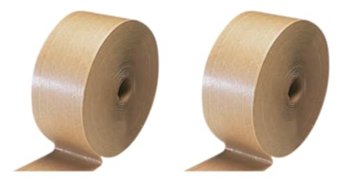 TTS Products CWC Water Activated Kraft Tape 2-Pack 2-3/4" x 450' Reinforced Paper Packing Tape – Strong Carton Sealing, Recyclable Gummed Tape