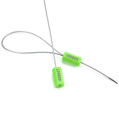 100pcs Security Marking Cable Seals Tamper Proof Steel Wire Seal Numbered Shipping Seals Disposable Pull Tight Self-Locking Cable Seal Truck, Cargo, Containers Seal Ties Straps (Green, 100pcs) - color: Green, size: 100pcs