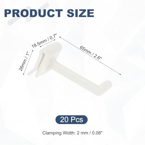 uxcell 20Pcs Slat Wall Panel Hooks 2" Plastic Slat Wall Accessories - size: 2 Inch