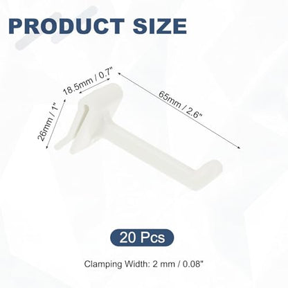 uxcell 20Pcs Slat Wall Panel Hooks 2" Plastic Slat Wall Accessories - size: 2 Inch