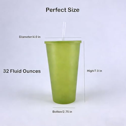 32 oz Cup with Lid and Straw set 8, Reusable Plastic Tumblers Jewel - color: Jewel