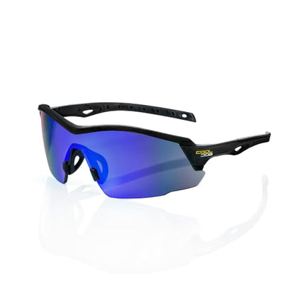 COOLJOB Safety Sunglasses with Tinted Wraparound Lenses, 100% UV Protection - color: Blue