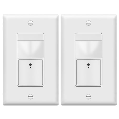 TOPGREENER PIR Motion Sensor Light Switch,No Neutral No Ground Wire, 2 Pack - color: White, size: 2 Pack
