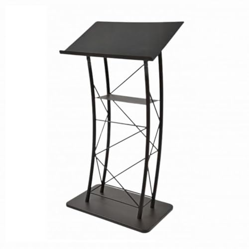 Kingdom KMLSTL Large Curved Metal Lectern, Podium or Pulpit with Durable Powder Coat Finish and a Built-in Shelf - Black - size: Design 06