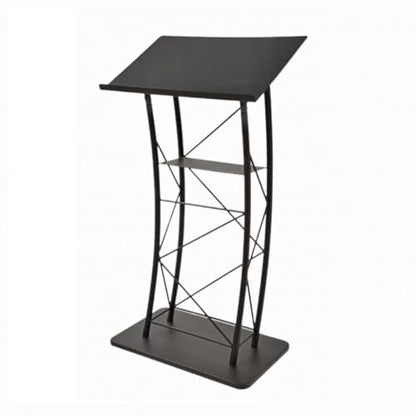 Kingdom KMLSTL Large Curved Metal Lectern, Podium or Pulpit with Durable Powder Coat Finish and a Built-in Shelf - Black - size: Design 06