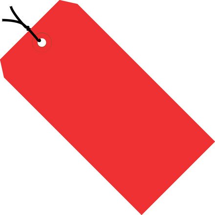 Box King G11022E 13 Pt. Shipping Tags, Pre-Strung, 3 1/4" Width x 1 5/8" Length, Red (Pack of 1000)