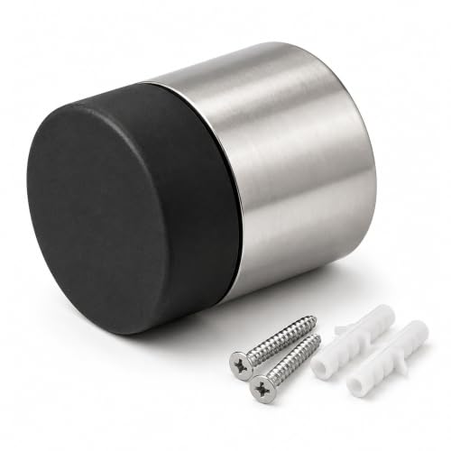 INOX Wall Mount Door Stopper, Satin Stainless Steel Heavy-Duty Door Stop with Scratch Protection, 1" Rise x 1-3/16" - color: Satin Stainless Steel, size: 1 Pack