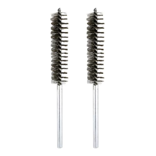 HARFINGTON 2pcs Wire Bore Brush Set 8 Inch Length 1 Inch Shank Stainless Steel Bristles Cleaning Brush for Clean Car Part Tube Kitchen Garage - size: 8 x 1 Inch