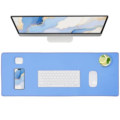 ALOANES Non-Slip Extended Mouse Pad Office&Home Desk Mat Stitched Edge - color: Blue, size: 27.6L x 11.8W inches