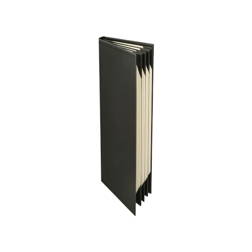 Prestine Menu Covers Made of Premium Faux Leather (10-Pack) - 4.25" x 11" - 8 Views - Black - Restaurant Menu - Wine List - Bar Menu - size: 4.25”x11” - 8 Views
