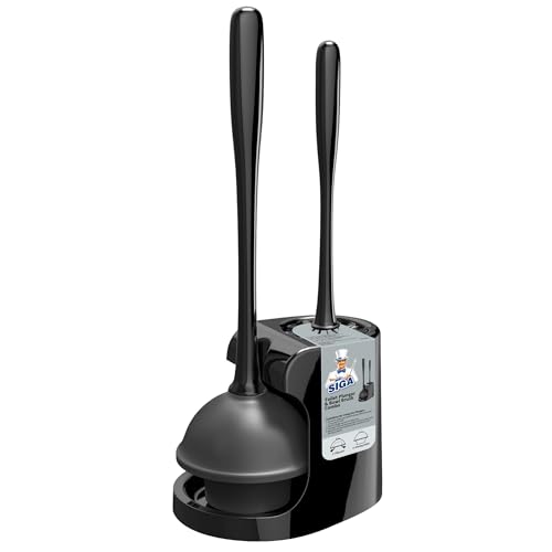 MR.SIGA Toilet Plunger and Bowl Brush Combo for Bathroom Cleaning, Black - color: Black