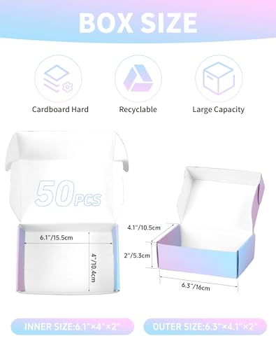 Shipping Boxes 50-Pack Cardboard Boxes: Purple Packaging Boxes - 6x4x2 Mailer Boxes - Small Business Mailing Packing Box - color: ‎Purple, size: 6x4x2 inch
