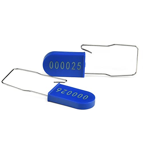 100PCS Plastic Padlock Security Seals Metal Wire Padlocks Electric Meter Lockout Tags Disposable Anti-Tamper Lock Numbered Anti Tamper Tags Blue - color: Blue, size: 100 PCS
