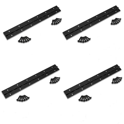12 Inch Continuous Piano Hinge –4-piece Heavy Duty Black Steel Hinges for Cabinet, Door, Box & Furniture – Smooth Operation, Rust Resistant Finish