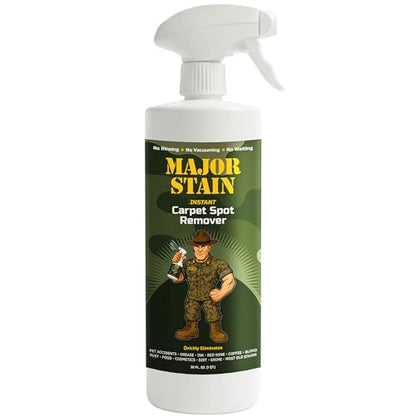Major Stain Carpet Stain Remover Spray – 32oz – Powerful Carpet Cleaner Spray & Spot Remover for Carpet, Upholstery & Rugs – Removes Wine, Coffee, Grease & Food Stains – Fragrance Free - size: 32 Fl Oz (Pack of 1)
