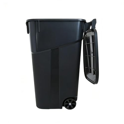 32 Gallon Outdoor Trash Can with Lid & Wheels, Plastic Patio Garbage Can
