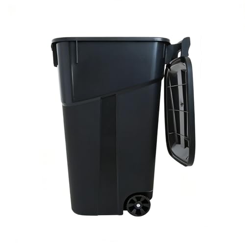 32 Gallon Outdoor Trash Can with Lid & Wheels, Plastic Patio Garbage Can