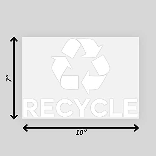 IGNIXIA Recycle Symbol Sticker Decal to Organize Trash cans/Garbage containers, Recycle Sign Decal Plotter Cut Vinyl Outdoor Recycle Containers (White, 10 X 7) Inches Large (Pack of 02) - color: White (Pack of 02)