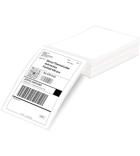 BlackWidow 4x6 Direct Thermal Shipping Labels – 100 Pack Fanfold Shipping Stickers, Commercial Grade Permanent Strong Adhesive Mailing Labels Compatible with Rollo, Munbyn, Zebra, Fargo Printer - size: Fanfold 100 labels