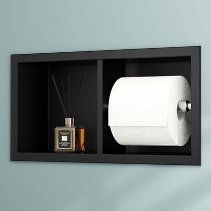 Neodrain Matte Black Recessed Toilet Paper Holder,for Standard/Mega Roll - color: Matte Black