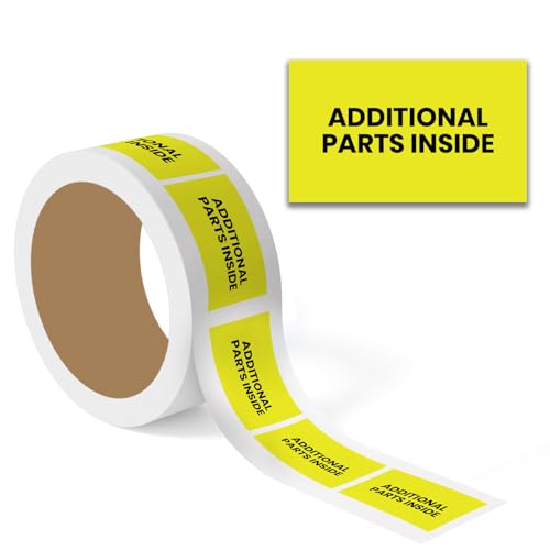 StickerJet Additional Parts Inside Labels 3"x5" – 500 Pcs Adhesive Roll for Shipping, Packing, Warehousing & Handling Instructions﻿– Easy Peel & Stick Warning Stickers – Made in USA - color: Additional Parts Inside Yellow