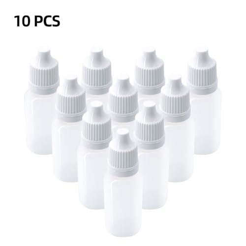 10Pcs 15ml Plastic Dropper Bottles, 0.5oz Small Squeeze Leakproof Dropper Bottle with Childproof Cap and Plug, Reusable Portable Eye Liquid Container for Travel White - color: White Cap