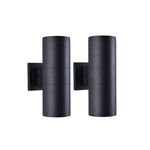 mirrea 12" Modern Outdoor Porch Light in 2 Lights, Matte Black, 2 Pack - color: Matte Black, size: 12-inch