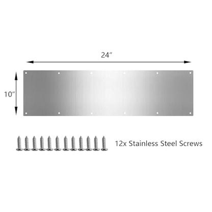 Door Metal Kick Plate 10x24 inches Aluminum Plates Silver - color: Silver, size: 24inches