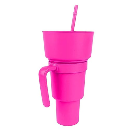 Stadium Tumbler With Snack Bowl 2 In 1 Beverage Cup Top Snack Bowl For Movie Leakproof Snack Tumbler With Straw Portable Reusable Snack And Drink Cup For Home Travel