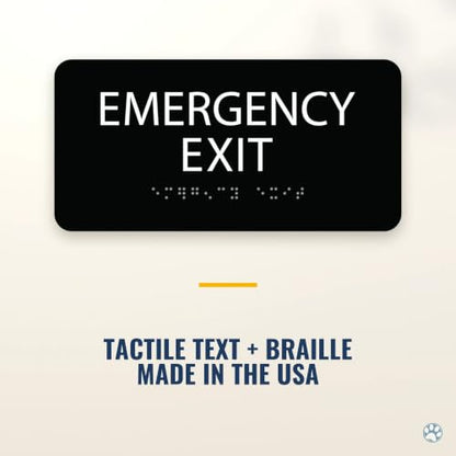 Alpha Dog Emergency Exit Sign, 4x8 ADA Braille Sign, Blue - color: Blue, size: Emergency Exit
