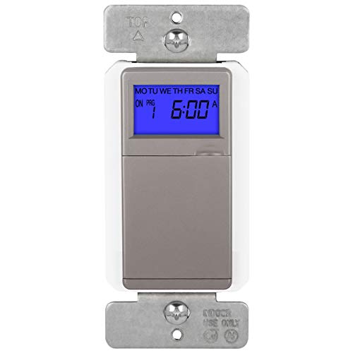 TOPGREENER Digital Astronomic Timer Switch, 7-Day Programmable Sunrise Sunset, Single Pole or 3-Way, Neutral Wire Required, 120VAC, UL Listed, TGT01-H-NK, Nickel - color: Nickel, size: Old Version