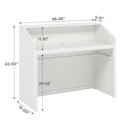 Tribesigns Reception Desk with Counter, Modern Front Desk Reception Room Table with Cable Grommet, 47 inch Retail Counter for Checkout, Lobby, Beauty Salon, Home Office Desk, White - color: White