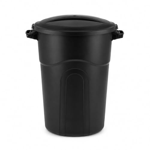 20 Gallon Heavy Duty Trash Can with Click-Lock Lid, Black Plastic Bin