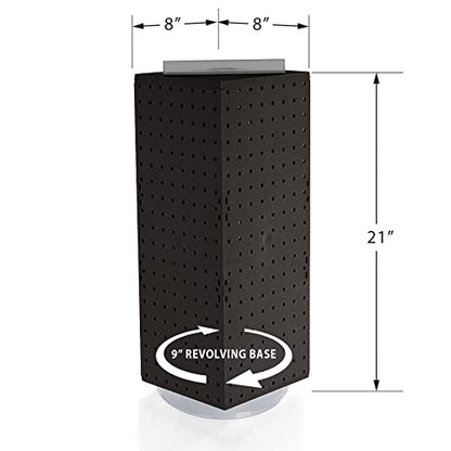 Azar Displays 703385-BLK-4B24, Four-Sided Revolving 8"W x 20"H Pegboard Counter Display w/ 24 Hooks- 4” Length, Black - color: Black, style: Pegboard + Hooks