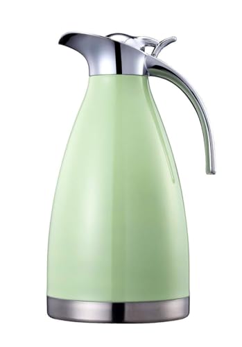 68 Oz Stainless Steel Thermal Carafe - Double Walled Vacuum Insulated Thermos/Carafe with Lid - Coffee/Tea Carafe Heat & Cold Retention - 2 Liter (Green) - color: Green