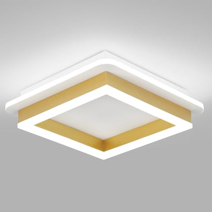 CANEOE Square Flush Mount Ceiling Light 32W Modern Led Hallway Ceiling Light Fixtures Gold Close to Ceilings Lamp for Bedroom Bathroom Living Room Laundry Kitchen - color: Gold, size: 1 Pack
