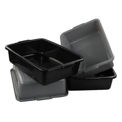 13 L Plastic Commercial Tote Box, Bus Tubs/Bus Box, 4-Pack - color: gray and black, size: 13 L