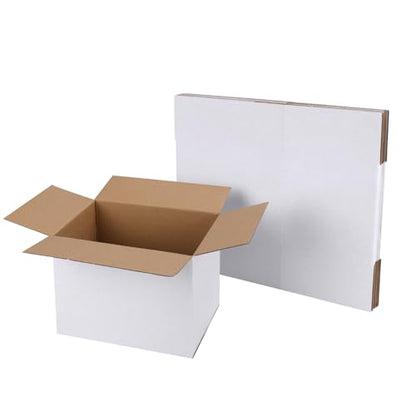 CRUGLA 8x6x6 White Shipping Boxes Set of 6, White Corrugated Cardboard Boxes for Small Business Shipping Mailing Packing - size: 8x6x6 Inch 6 Pack