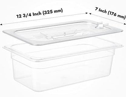 CURTA 6 Pack NSF Notched Food Pan Cover, 1/3 Size Clear Polycarbonate Lid with Handle for Commercial Food Pan, Dishwasher & Freezer Safe Plastic Clear - color: 1/3 Size, size: Handled & Notched Lids