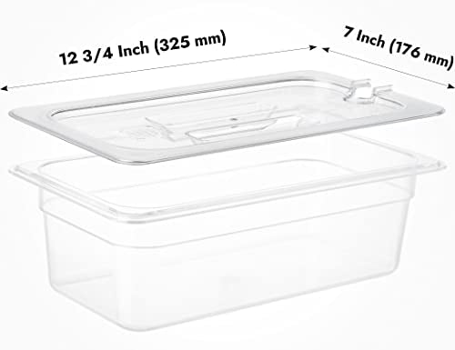 CURTA 6 Pack NSF Notched Food Pan Cover, 1/3 Size Clear Polycarbonate Lid with Handle for Commercial Food Pan, Dishwasher & Freezer Safe Plastic Clear - color: 1/3 Size, size: Handled & Notched Lids