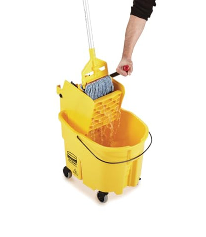 Rubbermaid Commercial Products WaveBrake 26QT Side-Press Mop Bucket, Yellow - size: 26 Qt.
