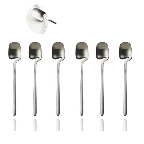 JASHII Honey Jam Spoon, Stainless Steel Mini Coffee Spoon, Teaspoon, 6-piece (Matte Silver) - color: Silver coffee spoon 6pcs, size: service 6