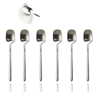 JASHII Honey Jam Spoon, Stainless Steel Mini Coffee Spoon, Teaspoon, 6-piece (Matte Silver) - color: Silver coffee spoon 6pcs, size: service 6