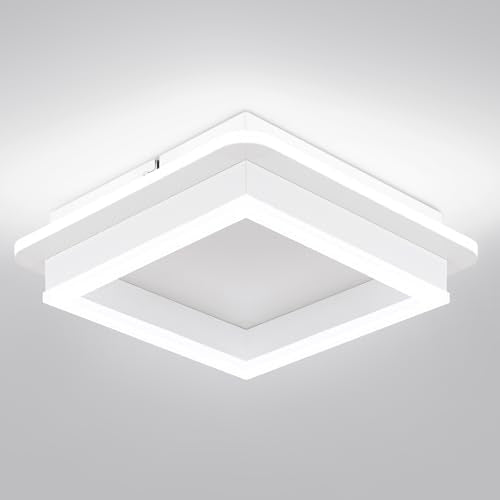 CANEOE 32W Square Hallway Light, Modern Flush Mount Led Ceiling Light,White Acrylic Close to Ceiling Lights for Bedroom Dining Room Kitchen Balcony Bathroom Aisle Ceiling Lamp (Cool White,6000K) - color: White, size: 1 Pack