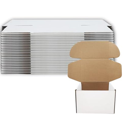 6x5x4 inch Shipping Boxes Set of 25, White Kraft Corrugated Cardboard Box - size: 6x5x4-25 Pack