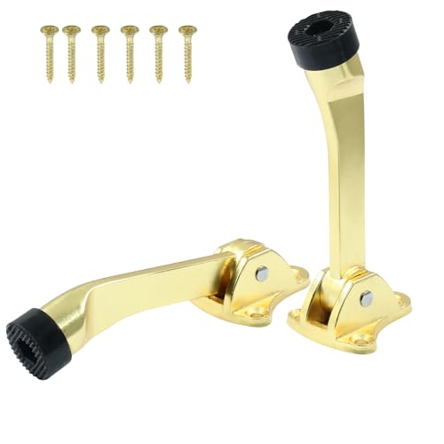 Luomorgo Kickdown Door Stopper, 4 Inch, 2 Pack Door Stops Holder - color: Gold, size: 2 Pieces